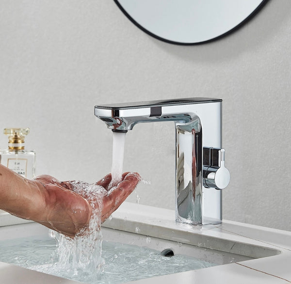 #1481 CHROME INFRARED SENSOR TOUCHLESS WATERFALL VANITY FAUCET WITH LCD DISPLAY