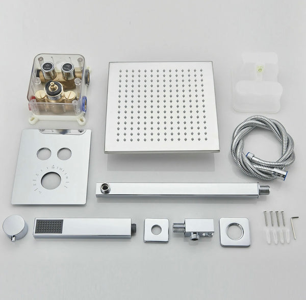 #1023 12 INCH CHROME 2 FUNCTION THERMOSTATIC SHOWER SYSTEM