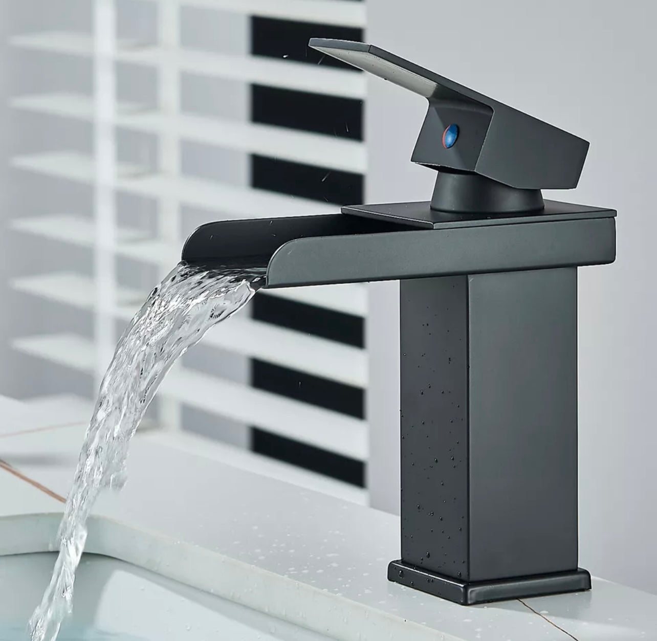 #1464 matte black waterfall vanity faucet