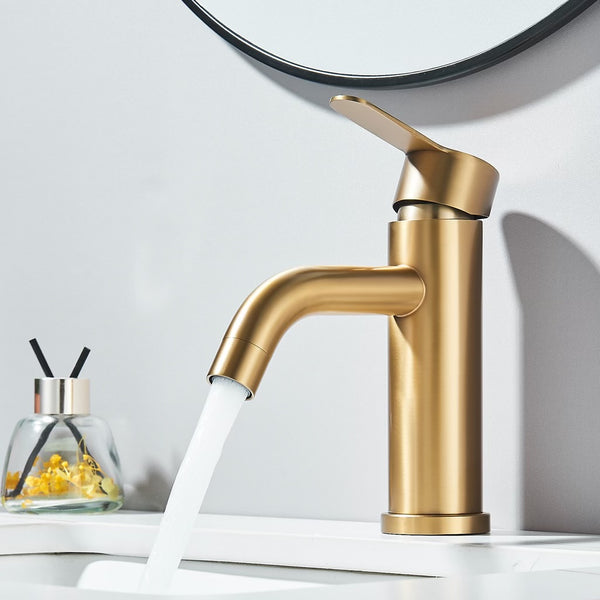 #1476 BRUSHED GOLD WATERFALL VANITY FAUCET