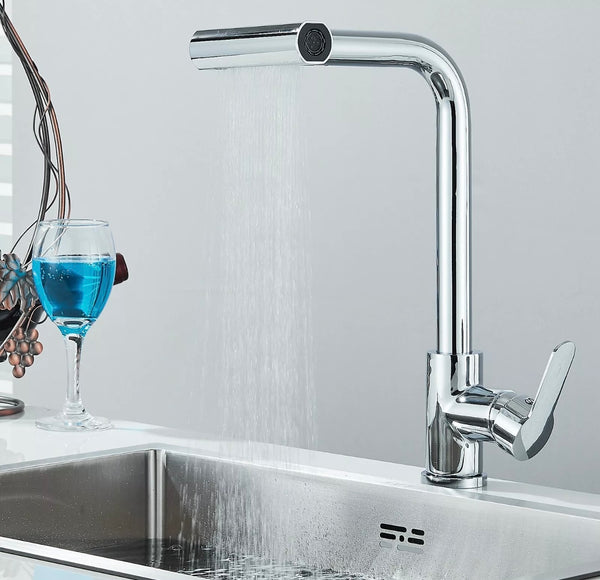 #1581 CHROME PULL-OUT 4 MODES KITCHEN FAUCET