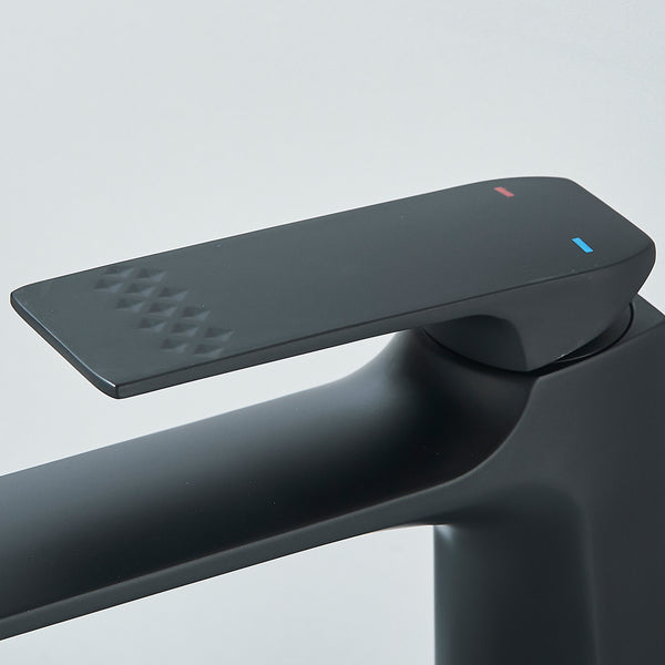 #1496 MATTE BLACK GILD EDGE WATERFALL VESSEL SINK FAUCET