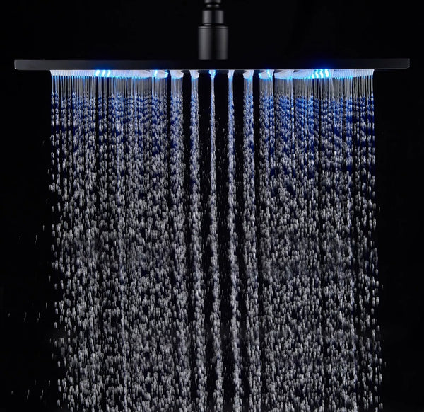 #1021 12-INCH MATTE BLACK LED 3 FUNCTION SHOWER SYSTEM