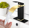 #1477 TWO TONE, BLACK & GOLD WATERFALL SPOUT VANITY FAUCET