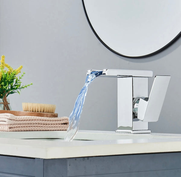 #1434 CHROME LED WATERFALL VANITY FAUCET