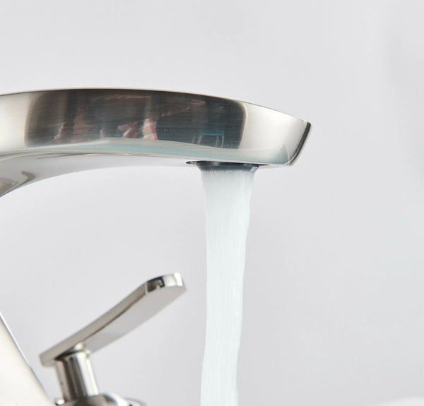 #1443 BRUSHED NICKEL ARCTIC CURVED VANITY FAUCET