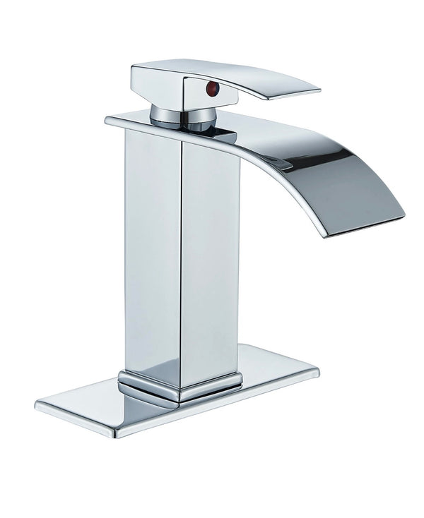 #1398 POLISHED CHROME WATERFALL SPOUT VANITY FAUCET