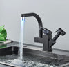 #1558 MATTE BLACK LED PULL-OUT KITCHEN FAUCET WITH SPRAYER