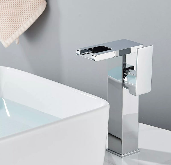 #1445 Chrome led waterfall vessel faucet