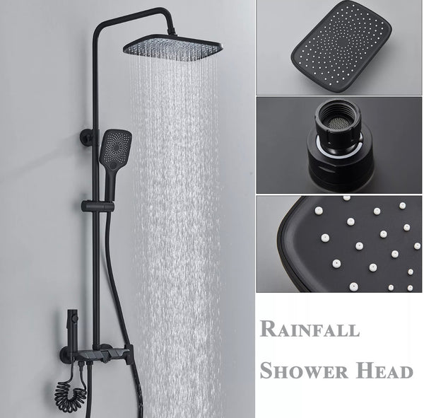 #1167 SMART MATTE BLACK 4 IN 1 EXPOSED SHOWER SET
