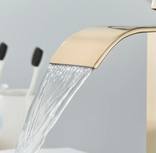 #1400 MATTE BLACK WATERFALL SPOUT VANITY FAUCET