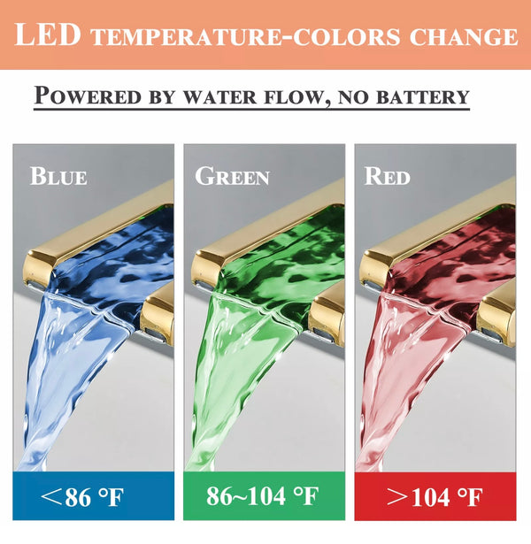 Gold led waterfall vessel faucet