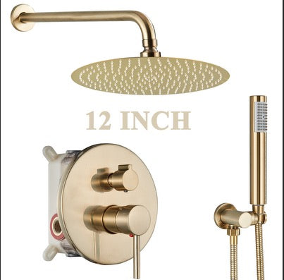 #1050 12-INCH BRUSHED GOLD 2 FUNCTION SHOWER SYSTEM