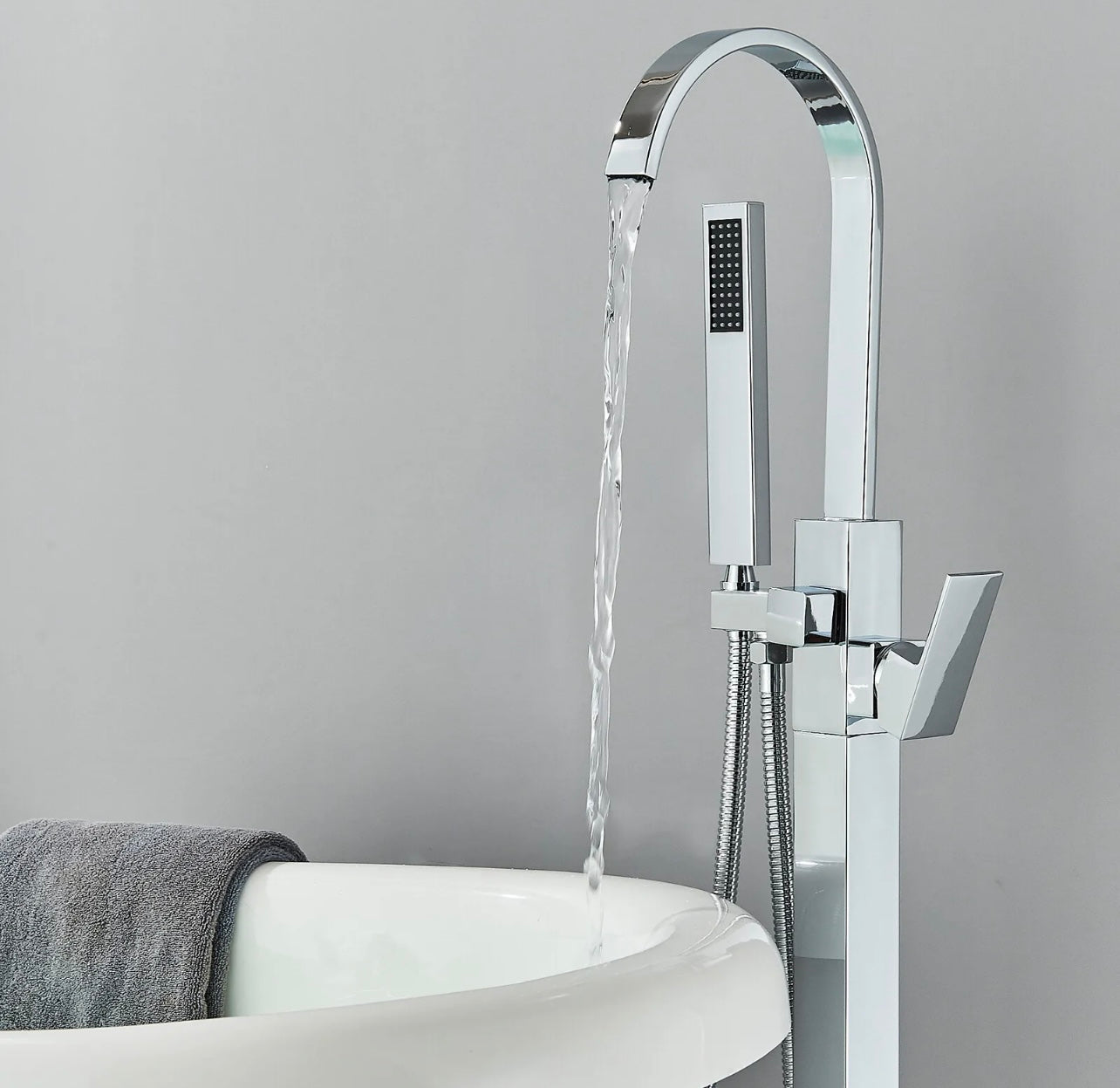 Chrome 2 function waterfall spout tub filler faucet