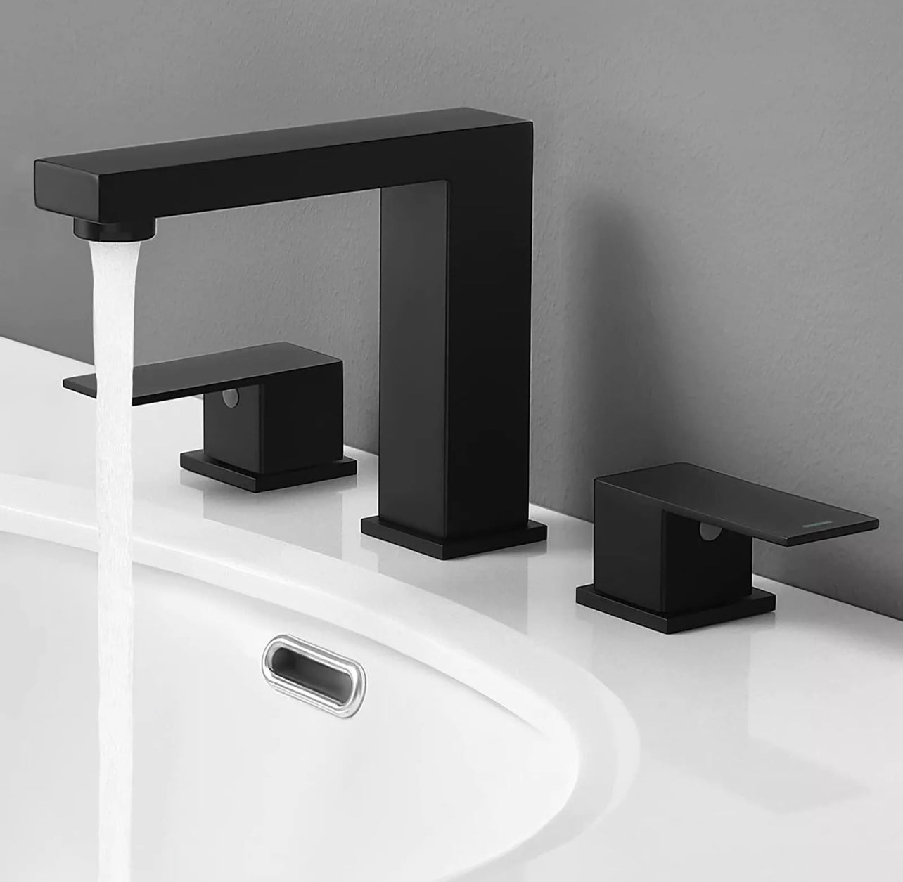 Matte black widespread/8-inch 2 handle vanity faucet