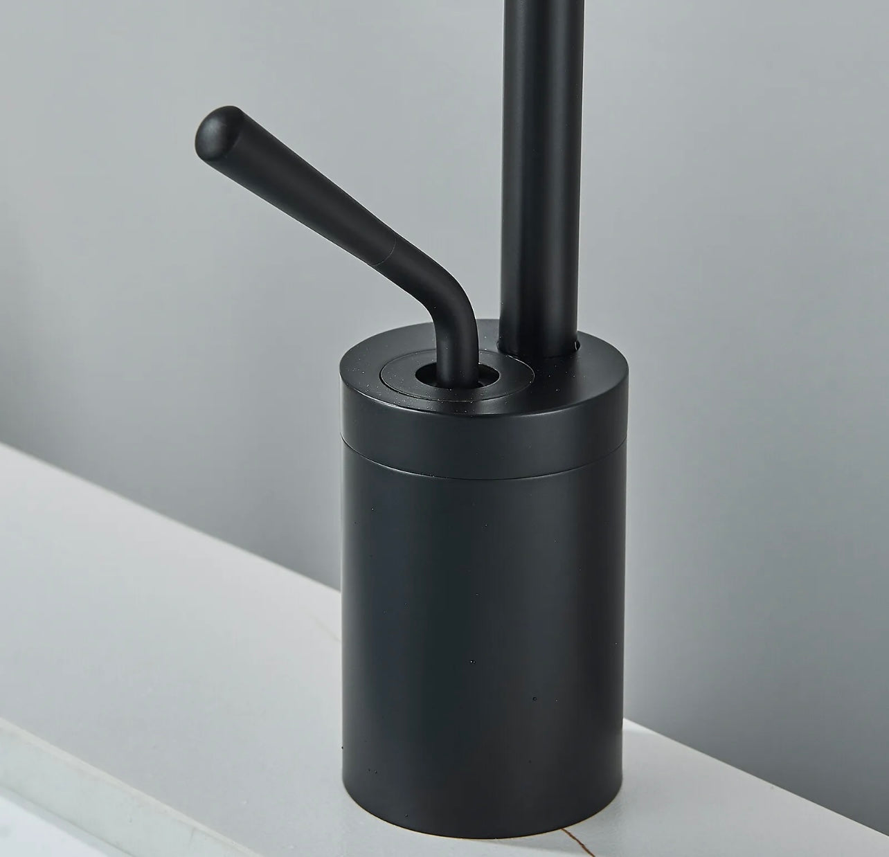 Matte black goose neck waterfall vanity faucet