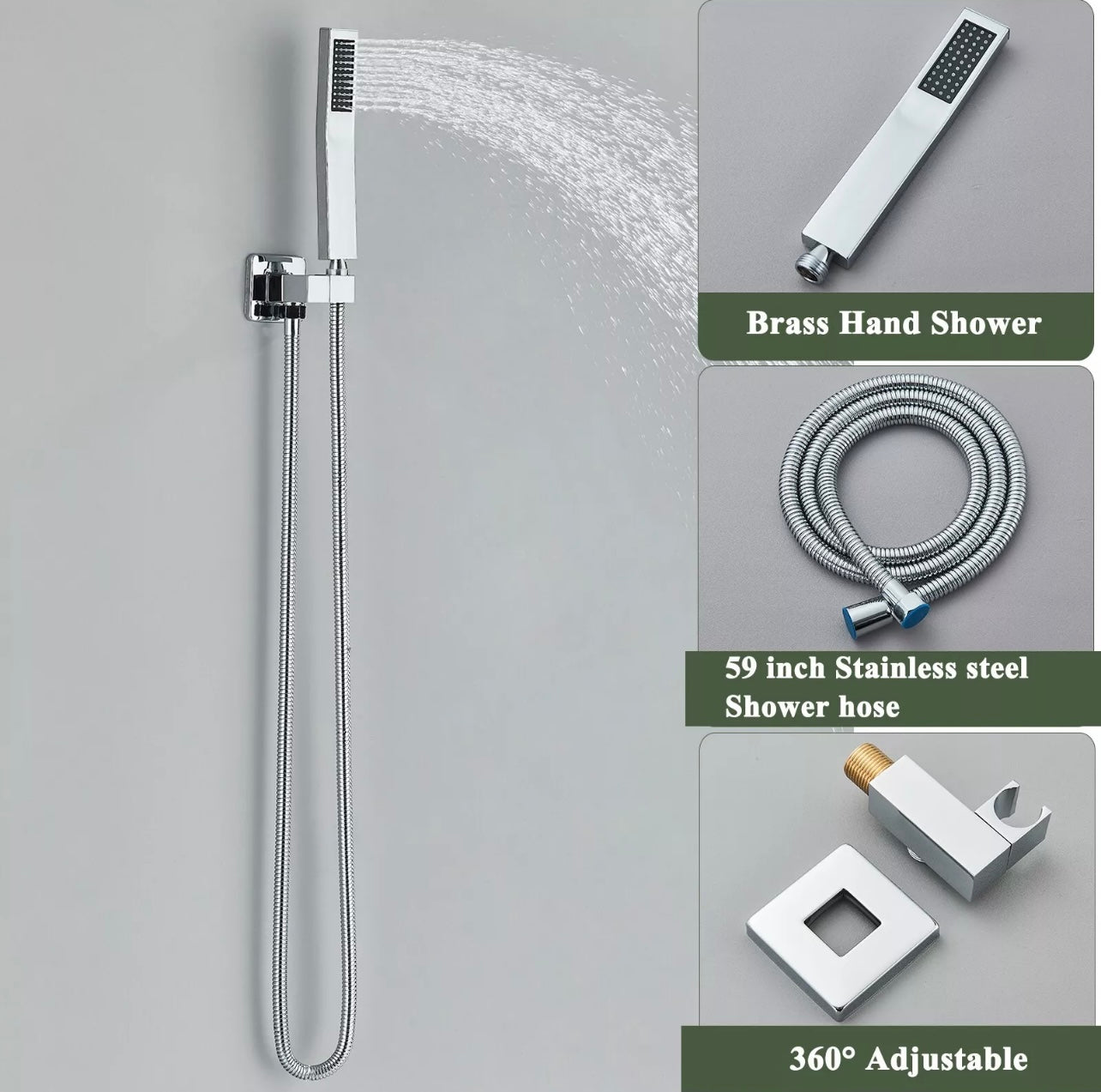 #1033 24-Inch LED CHROME 3 FUNCTION SHOWER SETB