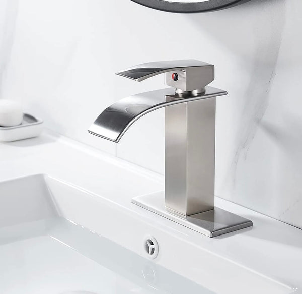 #1400 MATTE BLACK WATERFALL SPOUT VANITY FAUCET