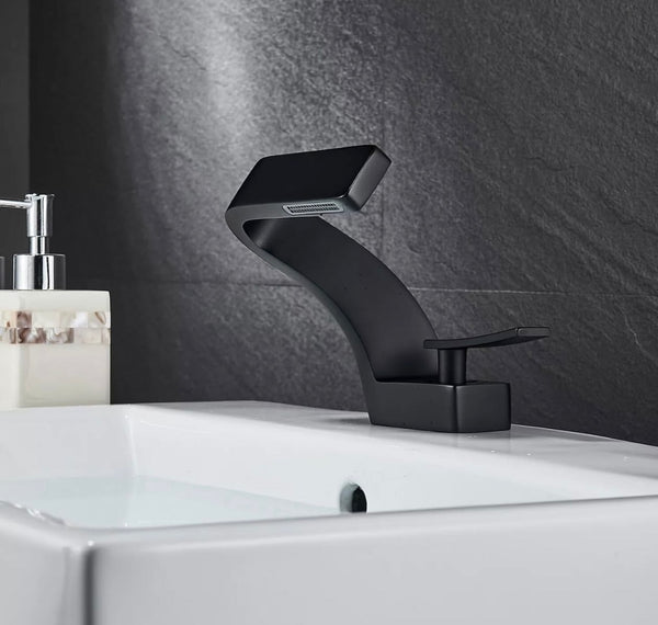 #1385 MATTE BLACK WATERFALL VANITY FAUCET