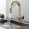 #1559 GOLD PULL-OUT KITCHEN FAUCET WITH DUAL SPRAY HEAD + PURIFIED WATER DISPENSER