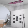 16x32 inch matte black led 3 function ceiling mount shower system with 6x massage jets