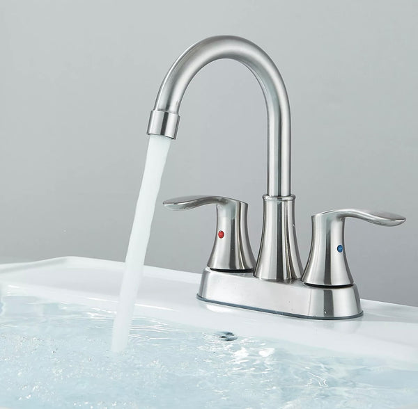 #1452 BRUSHED NICKEL 4 INCH CENTERSET 2 HANDLE VANITY FAUCET