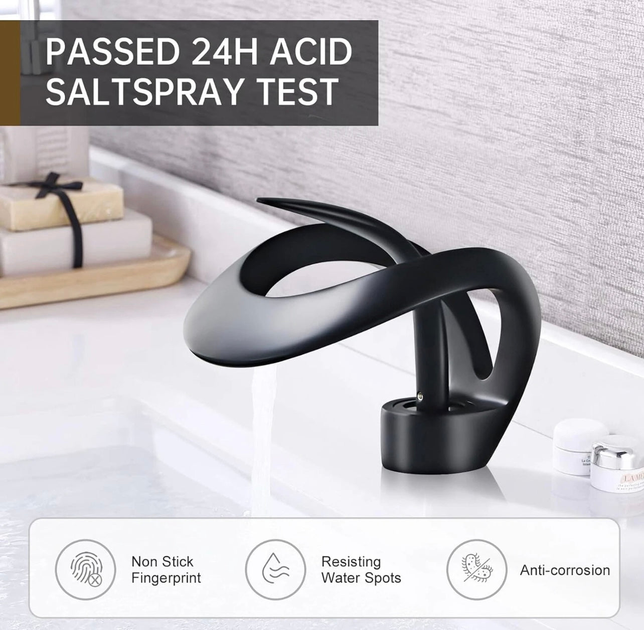 #1388 MATTE BLACK LAVATORY WATERFALL FAUCET