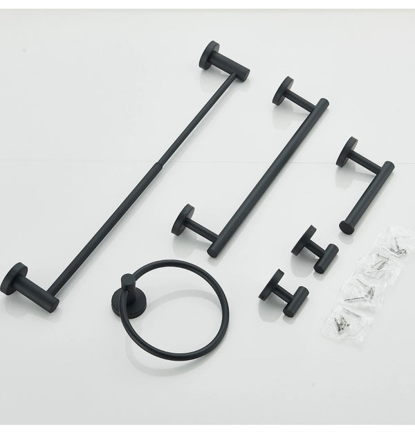 6pcs Matte Black Towel Rack Set