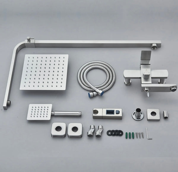 #1160 BRUSHED NICKEL 3 IN 1 RAINFALL EXPOSED SHOWER SET