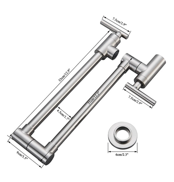 #1568 BRUSHED NICKEL COMMERCIAL WALL MOUNT POT FILLER FAUCET WITH EXTENDED SWING ARM