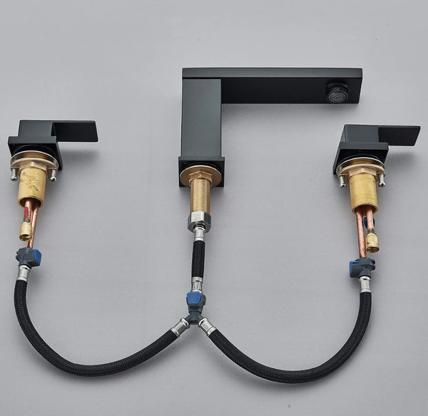 #1489 MATTE BLACK 8 INCH WIDESPREAD VANITY FAUCET