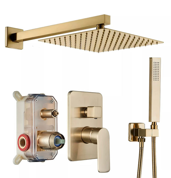 #1009 12-INCH BRUSHED GOLD 2 FUNCTION SHOWER SET
