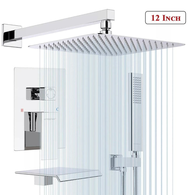 #1035 12-INCH CHROME 3 FUNCTION RAINFALL SHOWER SET