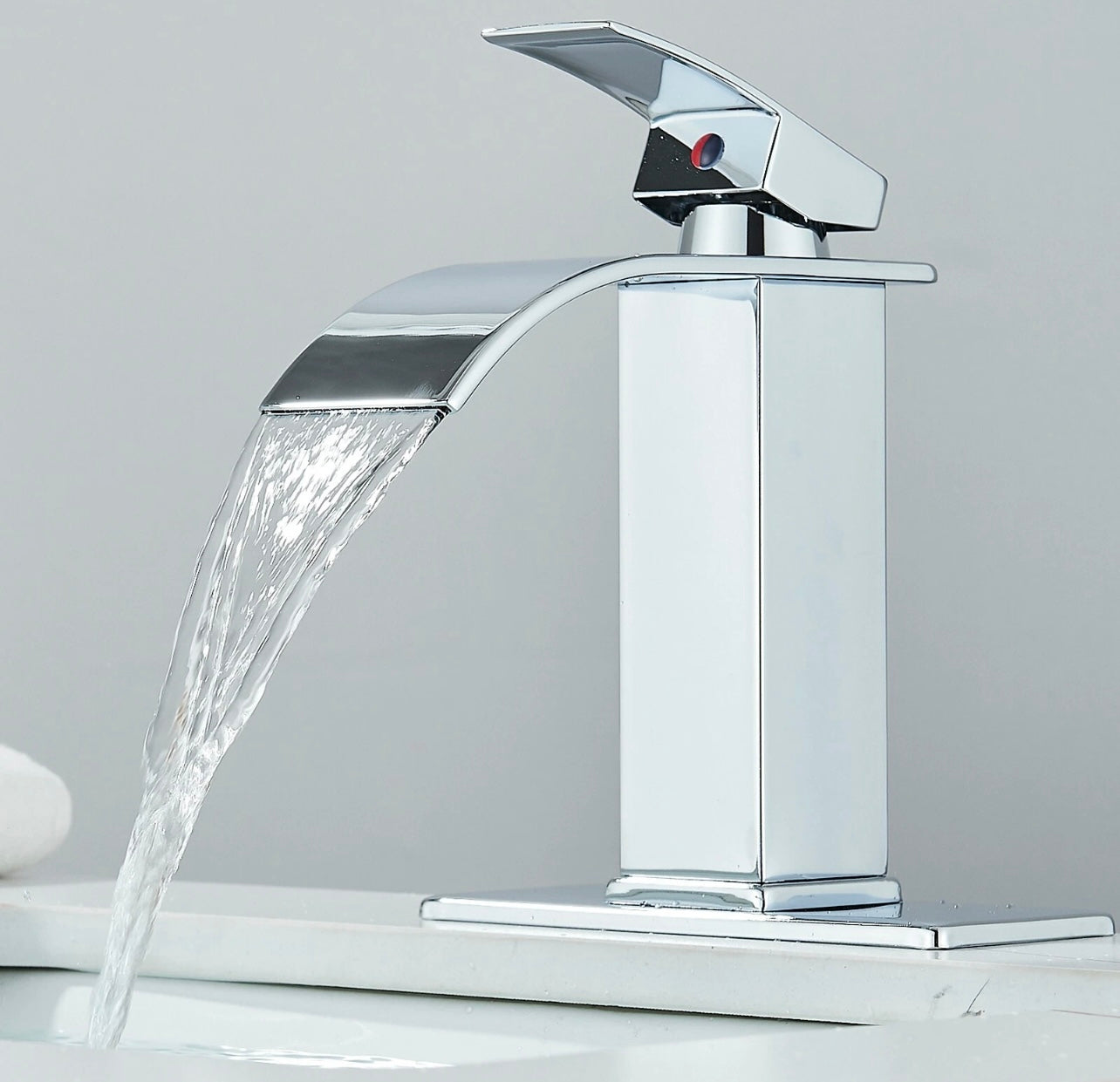 #1398 POLISHED CHROME WATERFALL SPOUT VANITY FAUCET
