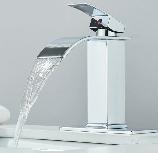 #1398 POLISHED CHROME WATERFALL SPOUT VANITY FAUCET