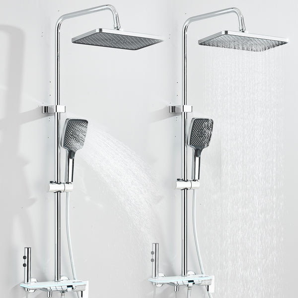 #1185 Polished Chrome 4-in-1 Exposed Shower System with LCD Display with Piano Keys