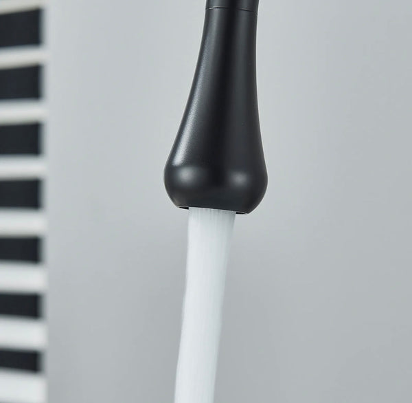 #1416 MATTE BLACK GOOSE NECK WATERFALL VANITY FAUCET