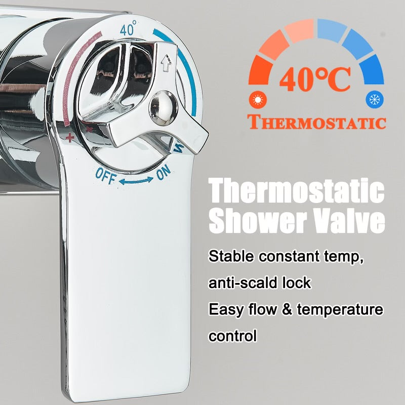 #1182 POLISHED CHROME 4 IN 1 LCD TEMP THERMOSTATIC EXPOSED SHOWER SYSTEM