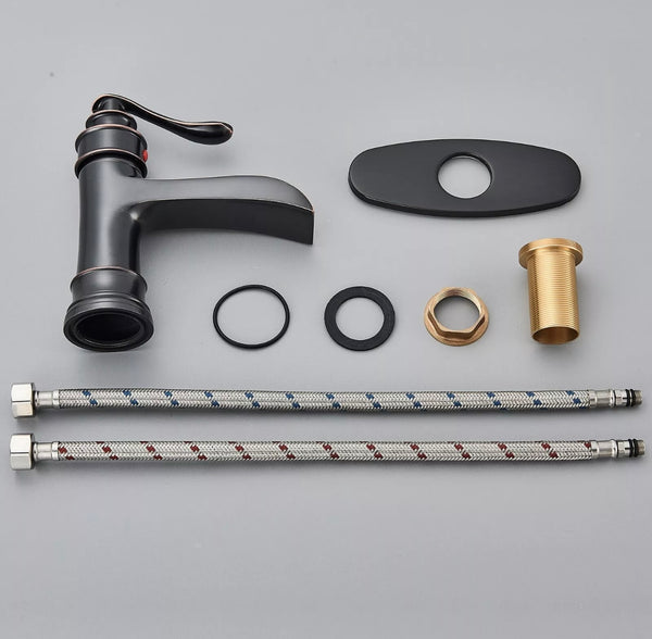 #1457 OIL RUBBED BRONZE WATERFALL VANITY FAUCET + POPUP DRAIN