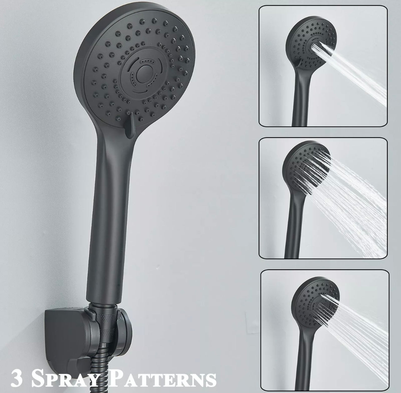 #1044 8-Inch Matte Black Showerhead Kit with Handheld Shower