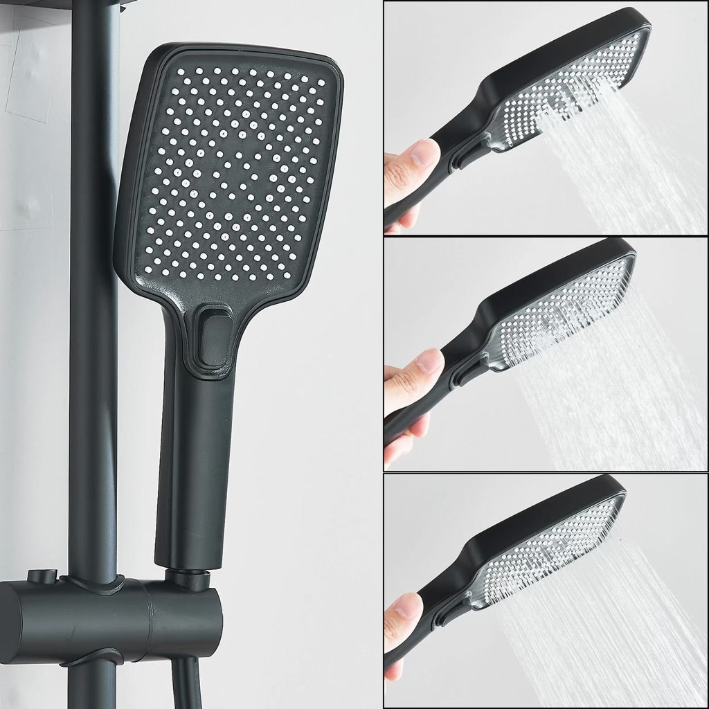 #1180 MATTE BLACK 4 IN 1 LCD TEMP EXPOSED SHOWER SYSTEM