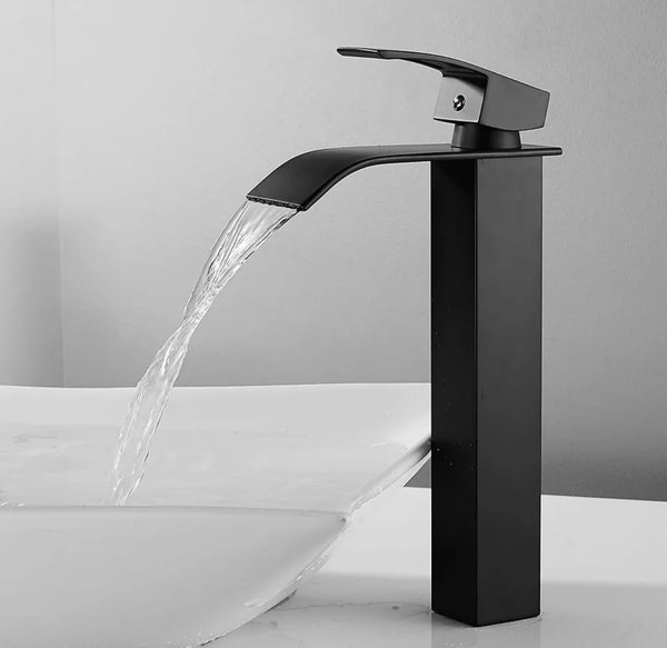 #1391 matte black waterfall vessel faucet
