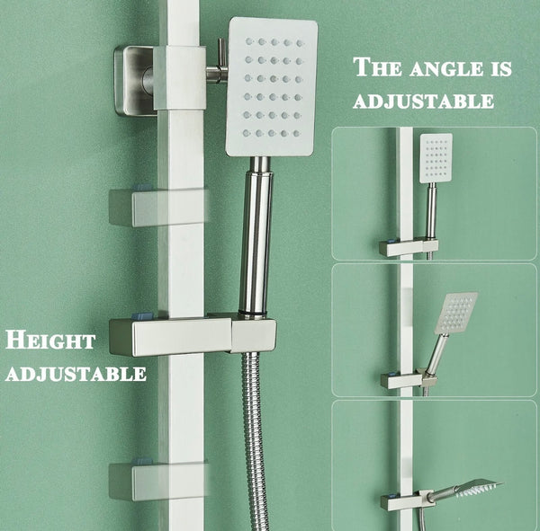 #1160 BRUSHED NICKEL 3 IN 1 RAINFALL EXPOSED SHOWER SET