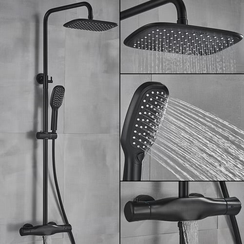 #1176 MATTE BLACK 3 IN 1 EXPOSED SOWER SET