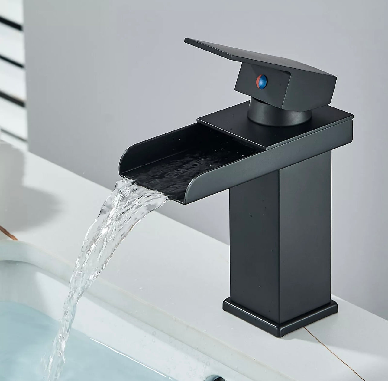 #1464 matte black waterfall vanity faucet