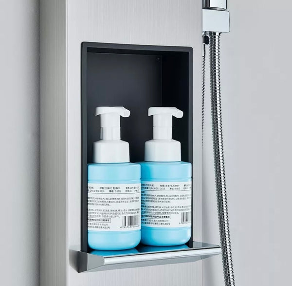 #1282 brushed nickel 8-inch 3 function shower panel with niche