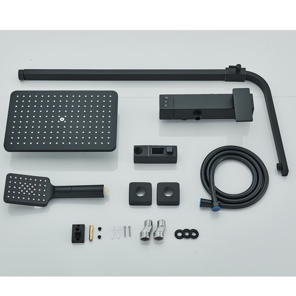 #1173 MATTE BLACK 3 IN 1 EXPOSED SHOWER SET