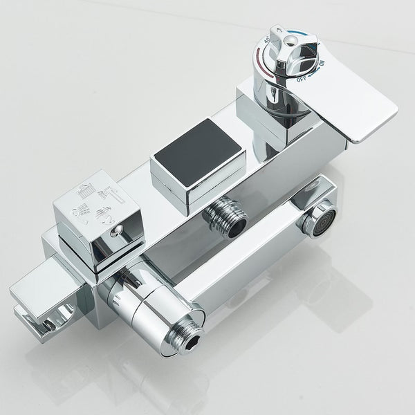 #1182 POLISHED CHROME 4 IN 1 LCD TEMP THERMOSTATIC EXPOSED SHOWER SYSTEM