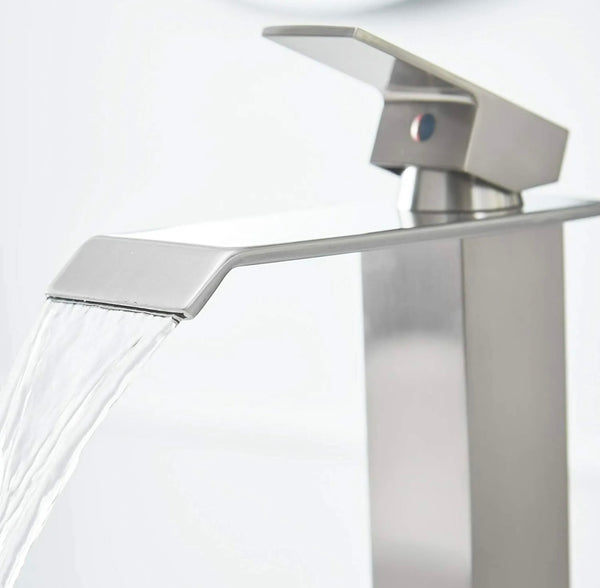 #1392 BRUSHED NICKEL WATERFALL SPOUT VESSEL FAUCET