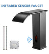 #1433 MATTE BLACK TOUCHLESS WITH INFRARED SENSOR WATERFALL SPOUT VANITY FAUCET